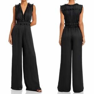 Ramy Brook Katelyn Ruffled Black Jumpsuit Size 00 Tall
